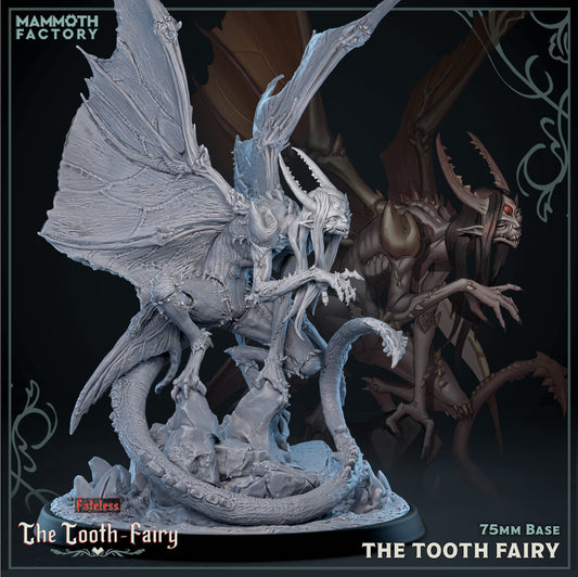 Statue of 'The Tooth Fairy' by Mammoth Factory with detailed design on a dark background.